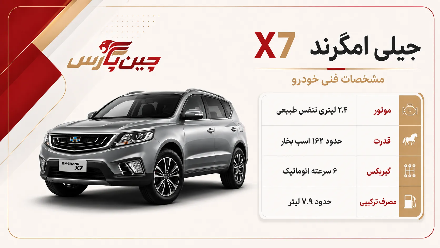 مشخصات جیلی x7