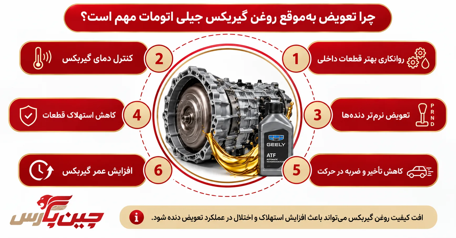 چرا تعویض به‌موقع روغن گیربکس جیلی اتومات مهم است؟